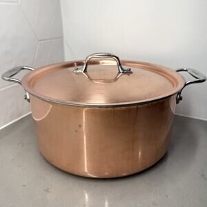 All Clad Copper C2 8 Quart Stock Pot Pan & Lid Cookware Steel Lining